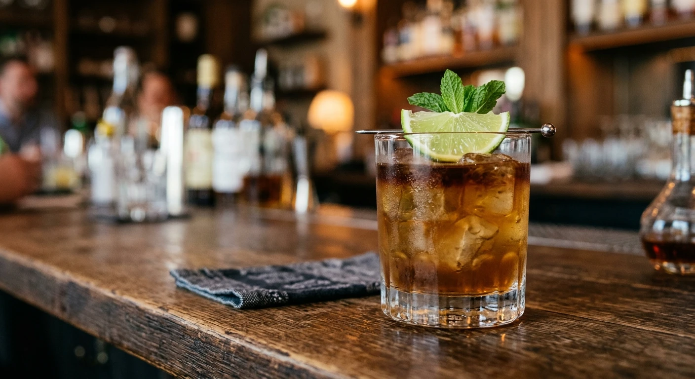 Corn n Oil cocktail in a old-fashioned glass