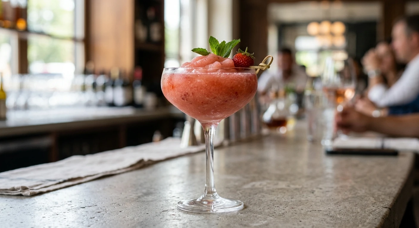 Frosé punch in a cocktail glass