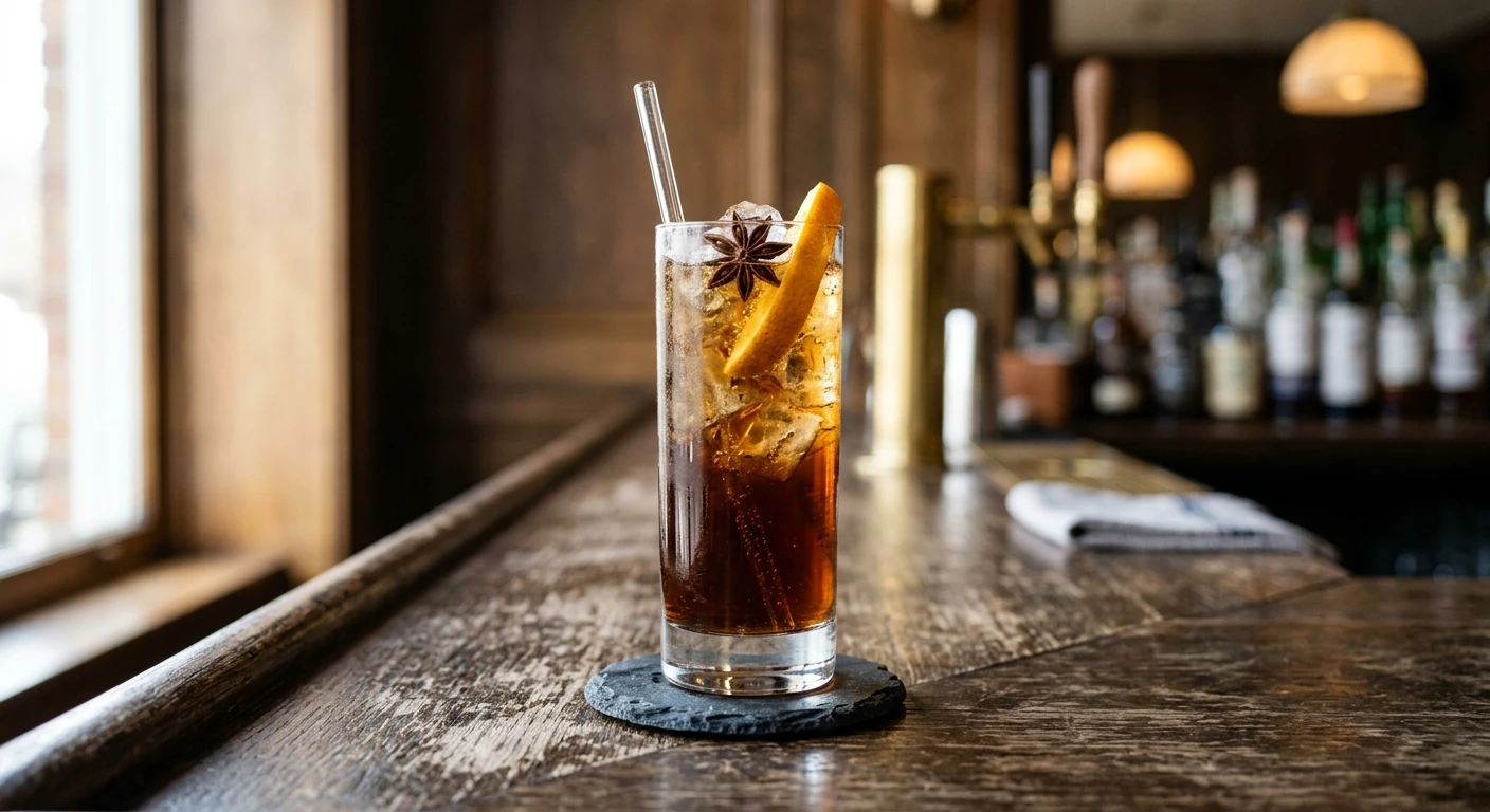 Flander's Flake-Out cocktail in a collins glass