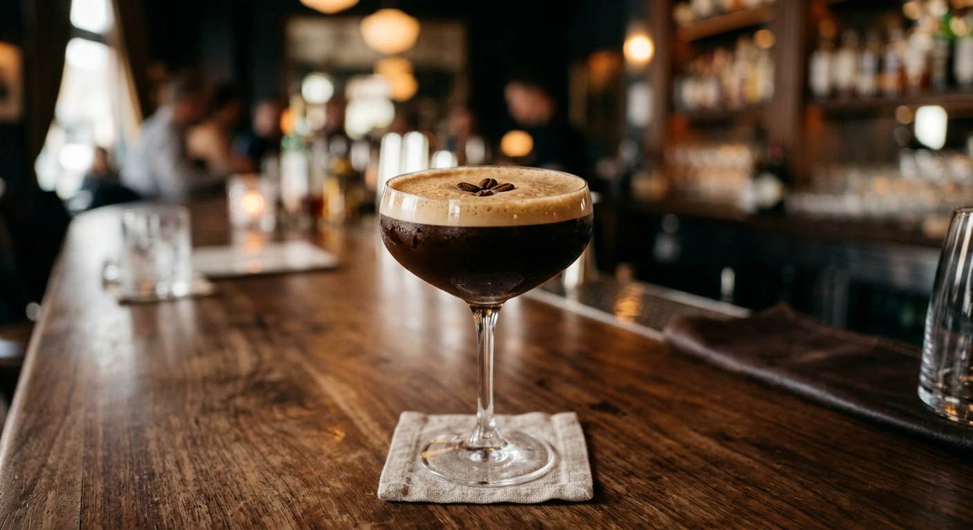 Espresso Rumtini cocktail in a cocktail glass