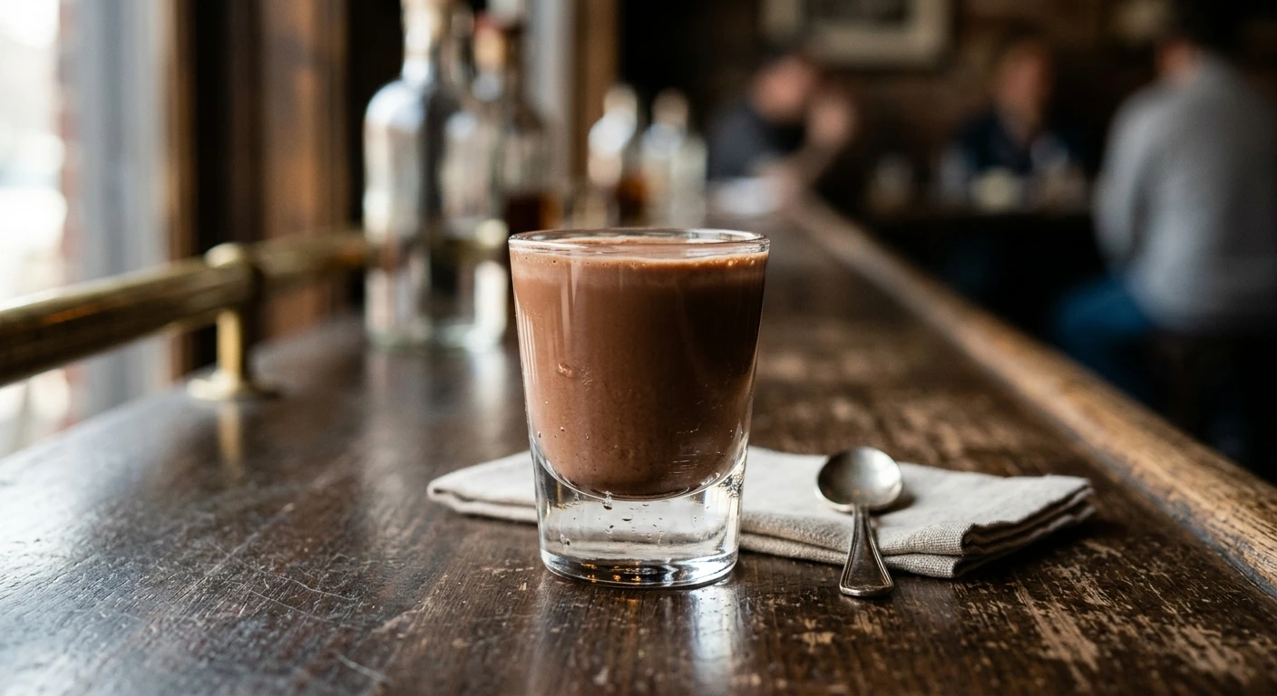 Chocolate Milk shot in a shot glass