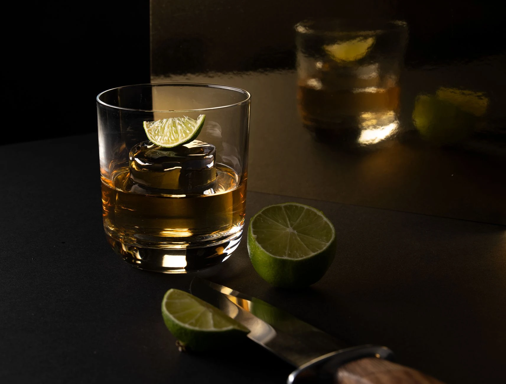 Dark Caipirinha cocktail